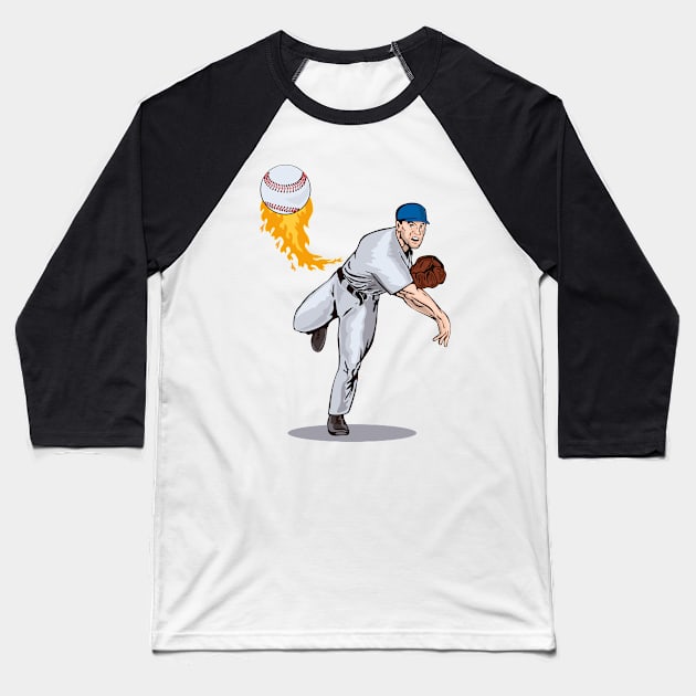 American Baseball Pitcher Retro Baseball T-Shirt by retrovectors